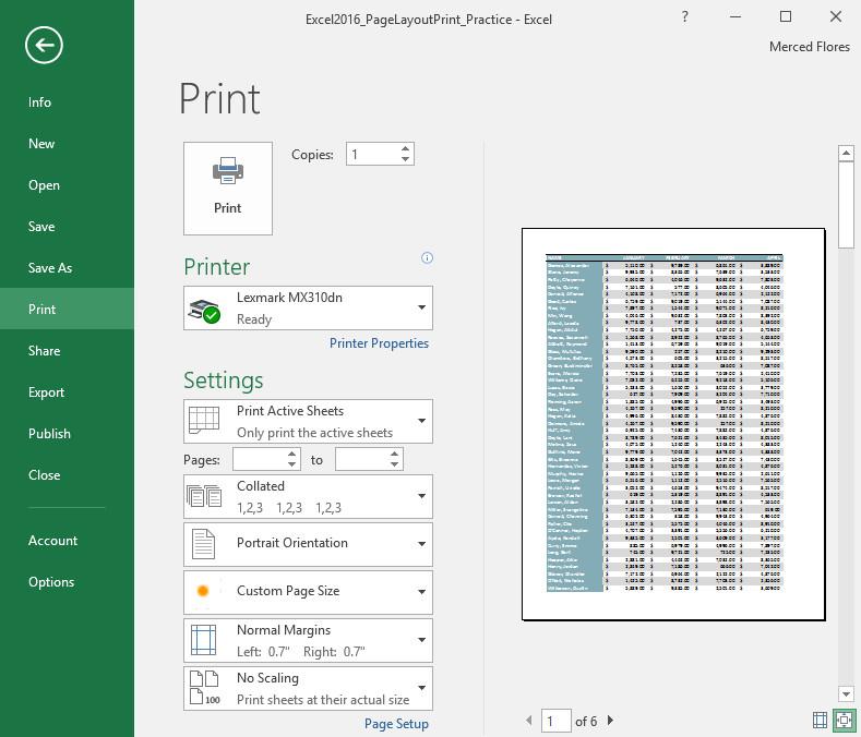 Điều hướng đến cửa sổ Print, sau đó chọn máy in mong muốn.