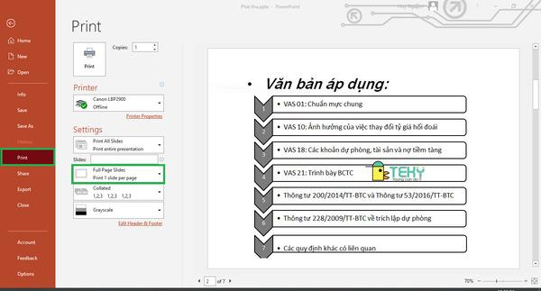 Ưu điểm của việc in nhiều slide