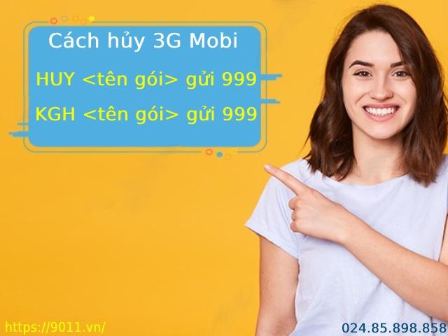 hủy gói 3g mobi